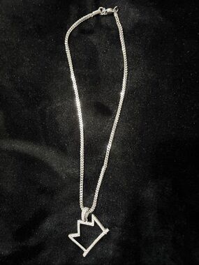 Silver Crown Pendant Necklace - Sparkling Pavé Design